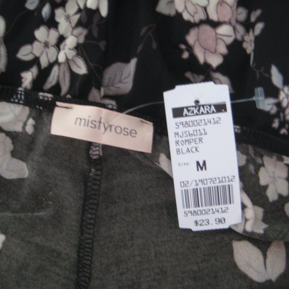 Azkara Black Floral Romper Size M NWT - Picture 9 of 10